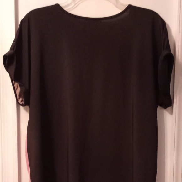 Pre-Owned Women’s A U W Color Block Short Sleeve Top (Sz M) - Picture 2 of 2